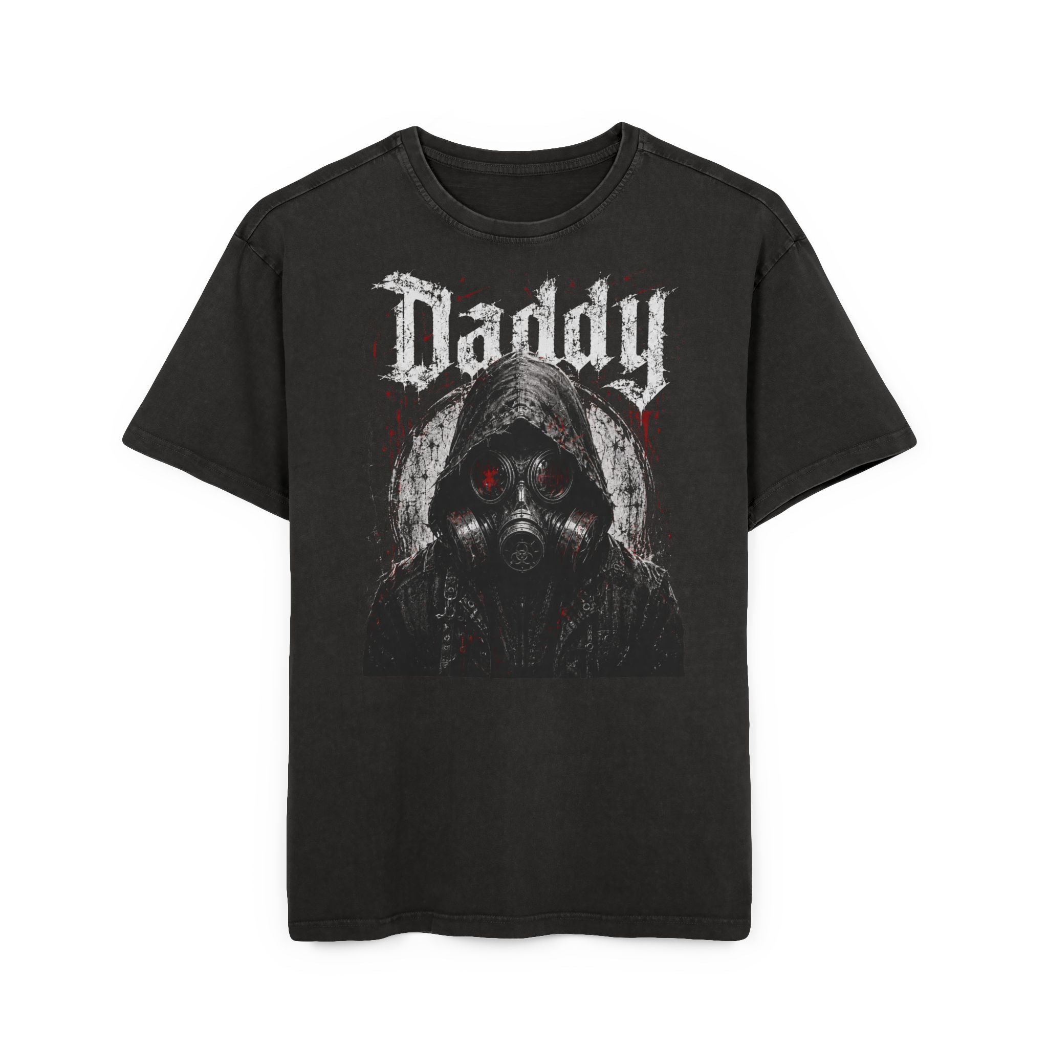 T-Shirt — 'Daddy' Gas Mask Graphic Tee (Acid Wash)