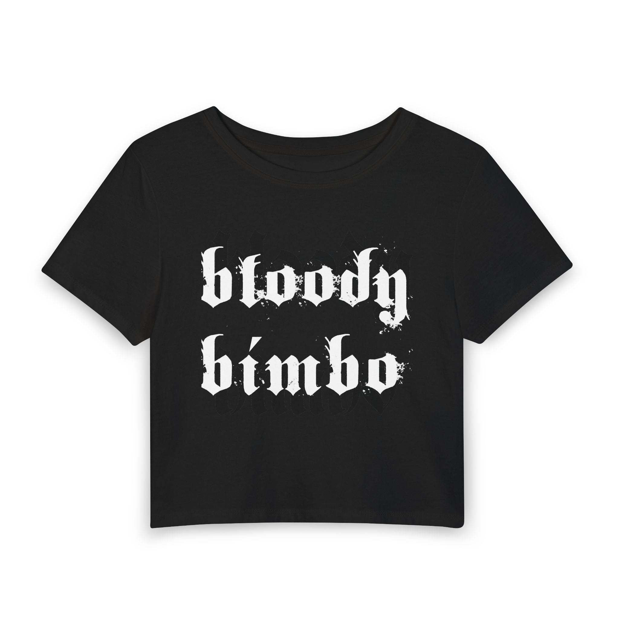 Bloody Bimbo Crop Tee — Edgy Gothic Graphic Women's Baby Tee