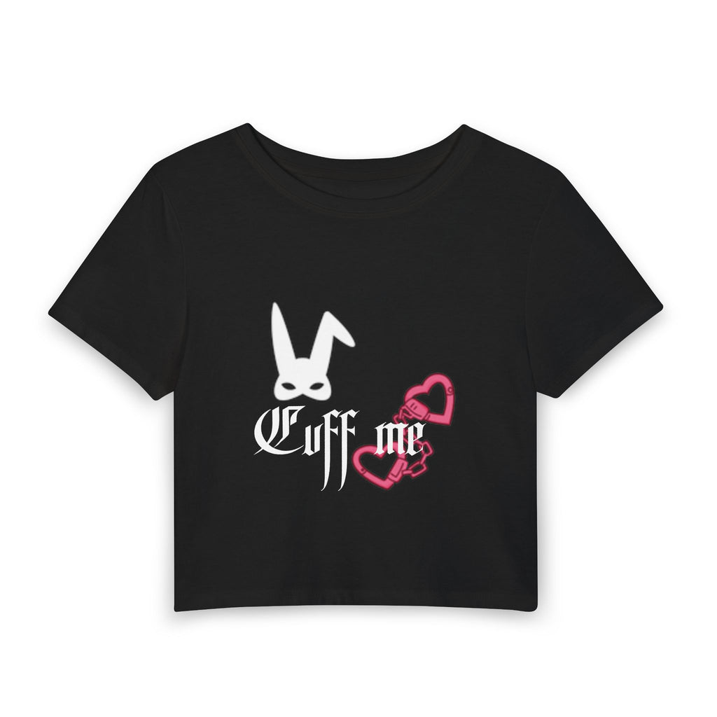 Women's Baby Tee — 'Cuff Me' Bunny Graphic Crop Top
