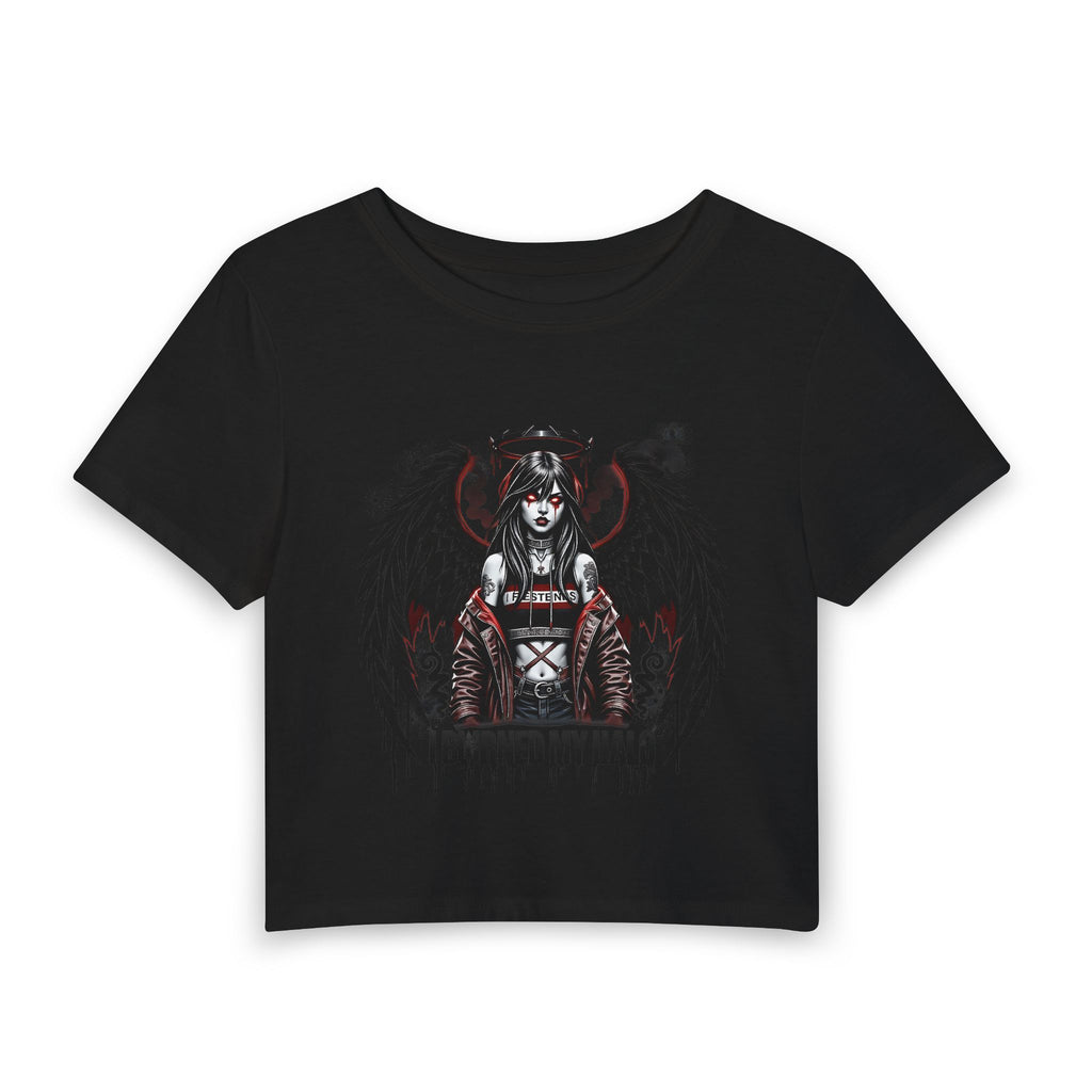 Burned My Halo Angel Graphic Tee — Women's Gothic Crop Top