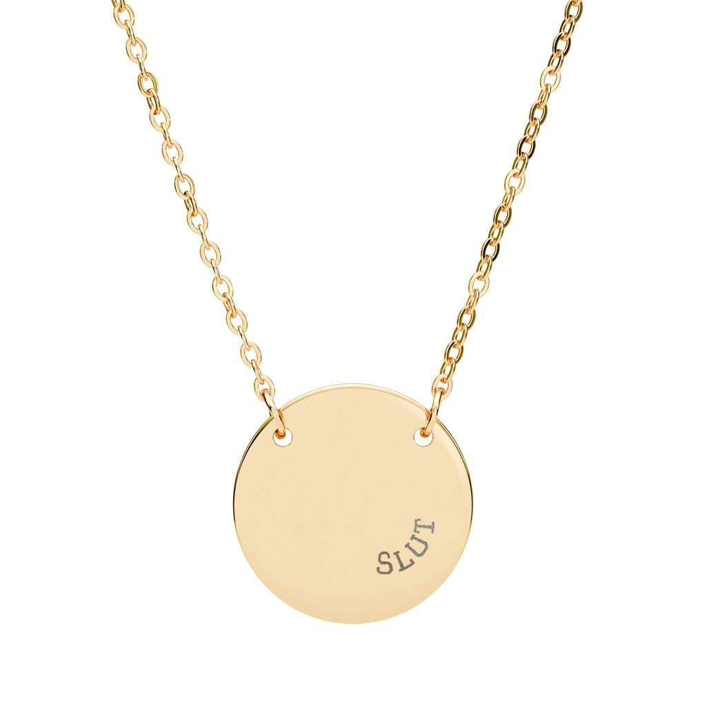 Engraved Slut Necklace 18k Gold / stainless steel