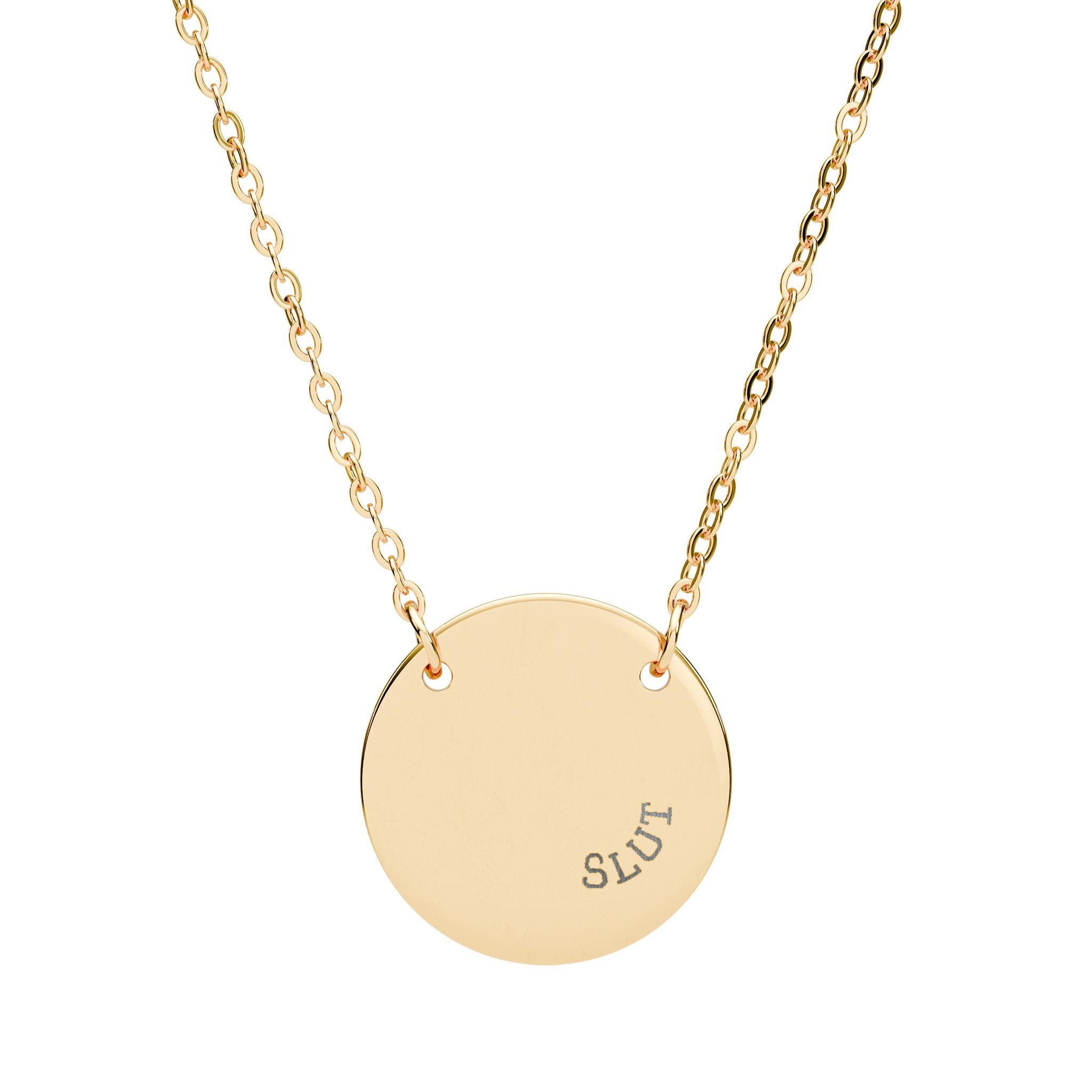 Engraved Slut Necklace 18k Gold / stainless steel