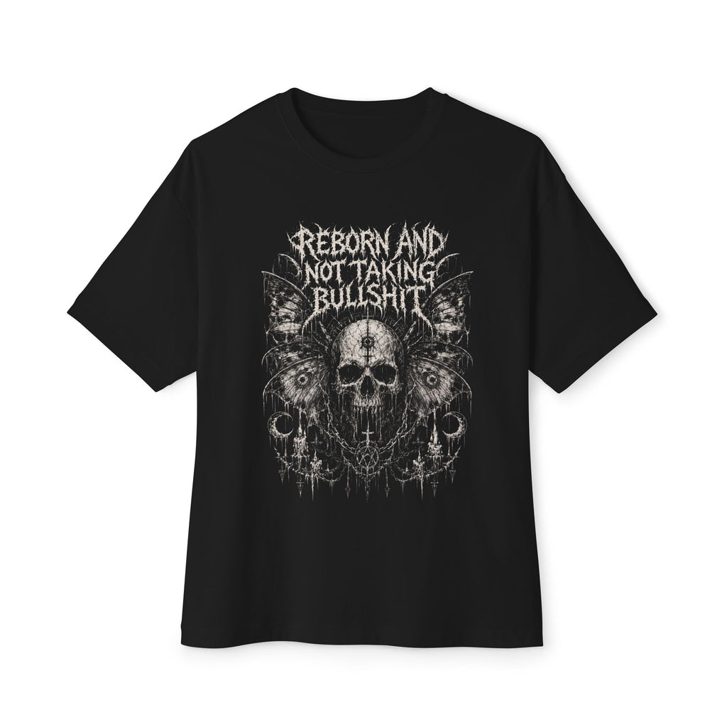 Skull 'Reborn and Not Taking Bullshit' Boxy Tee