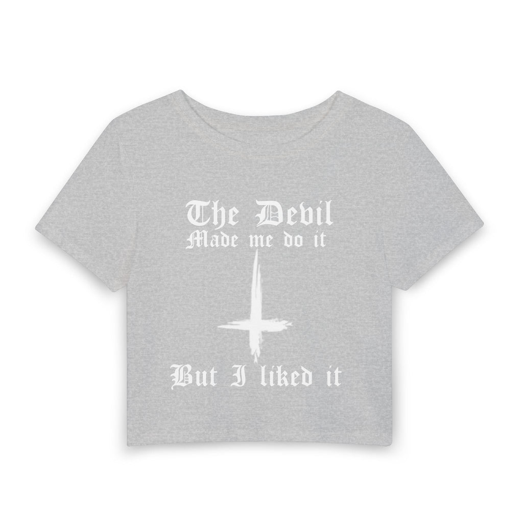 Devil Made Me Do It Crop Tee — Women's Gothic Graphic Baby T-Shirt