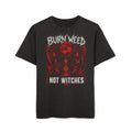 Burn Weed Not Witches Graphic Tee — Vintage Acid-Wash Oversized Black T-Shirt