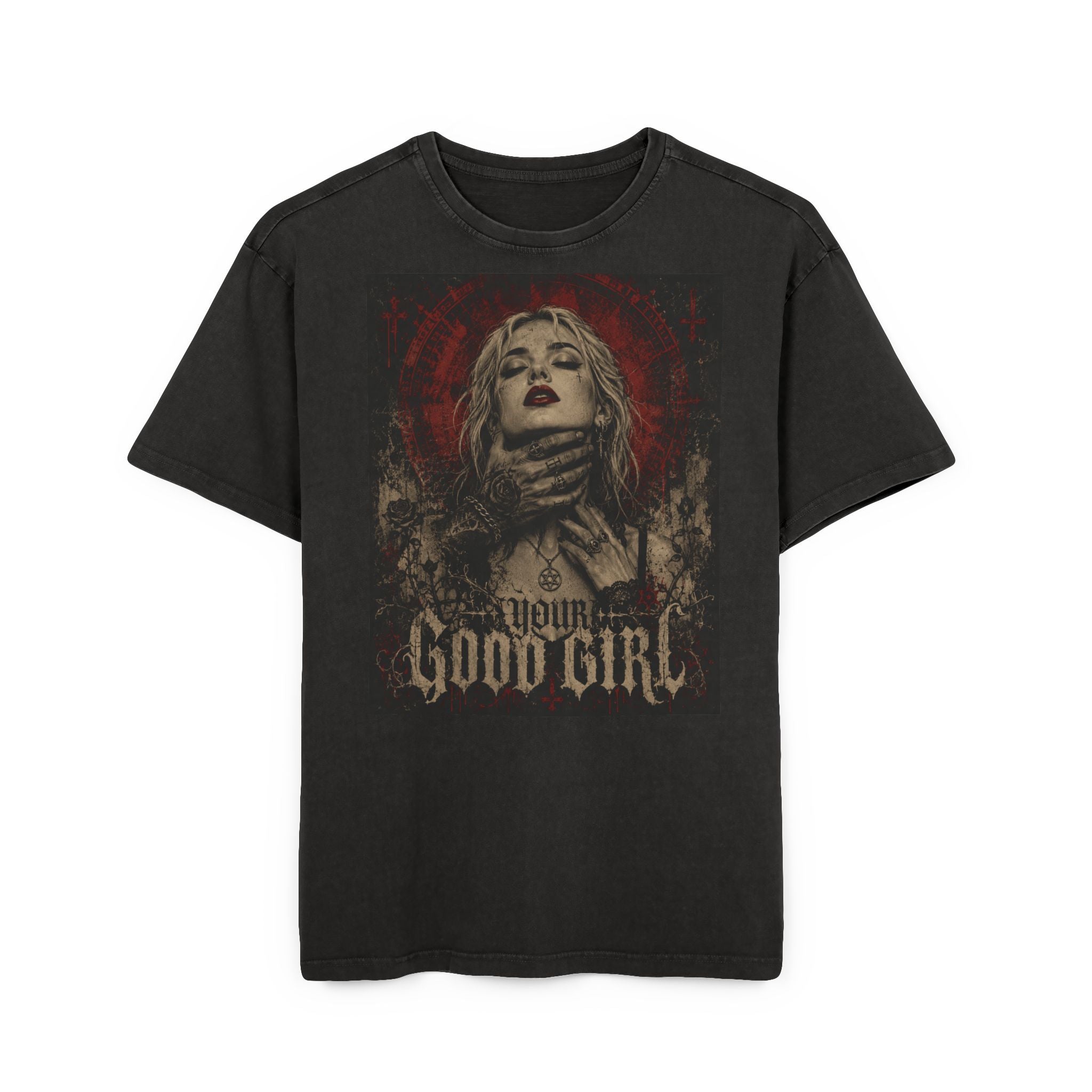 Acid-Wash T-Shirt Graphic Tee — 'Good Girl' Vintage Rock