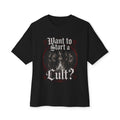 Cult Graphic Tee — "Want to Start a Cult?" Gothic Horror Shirt