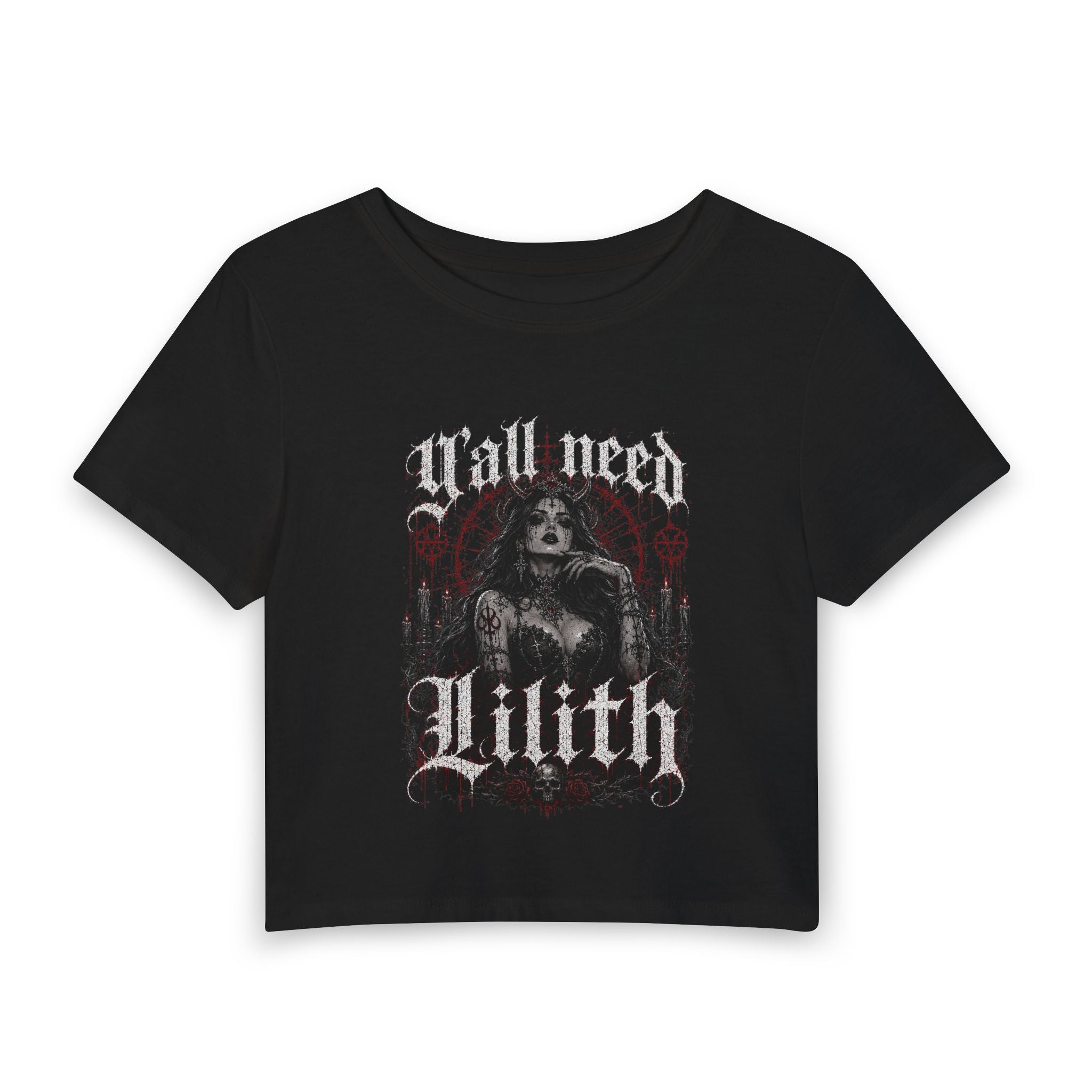 Lilith Gothic Crop Tee — "Y'all Need Lilith" Dark Witch Graphic