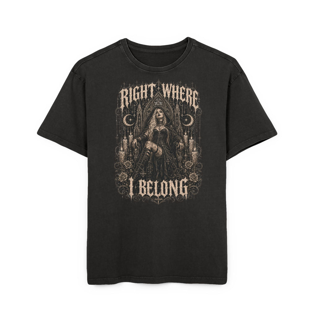 Right Where I Belong Tee — Vintage Gothic Acid-Wash Men’s T-Shirt