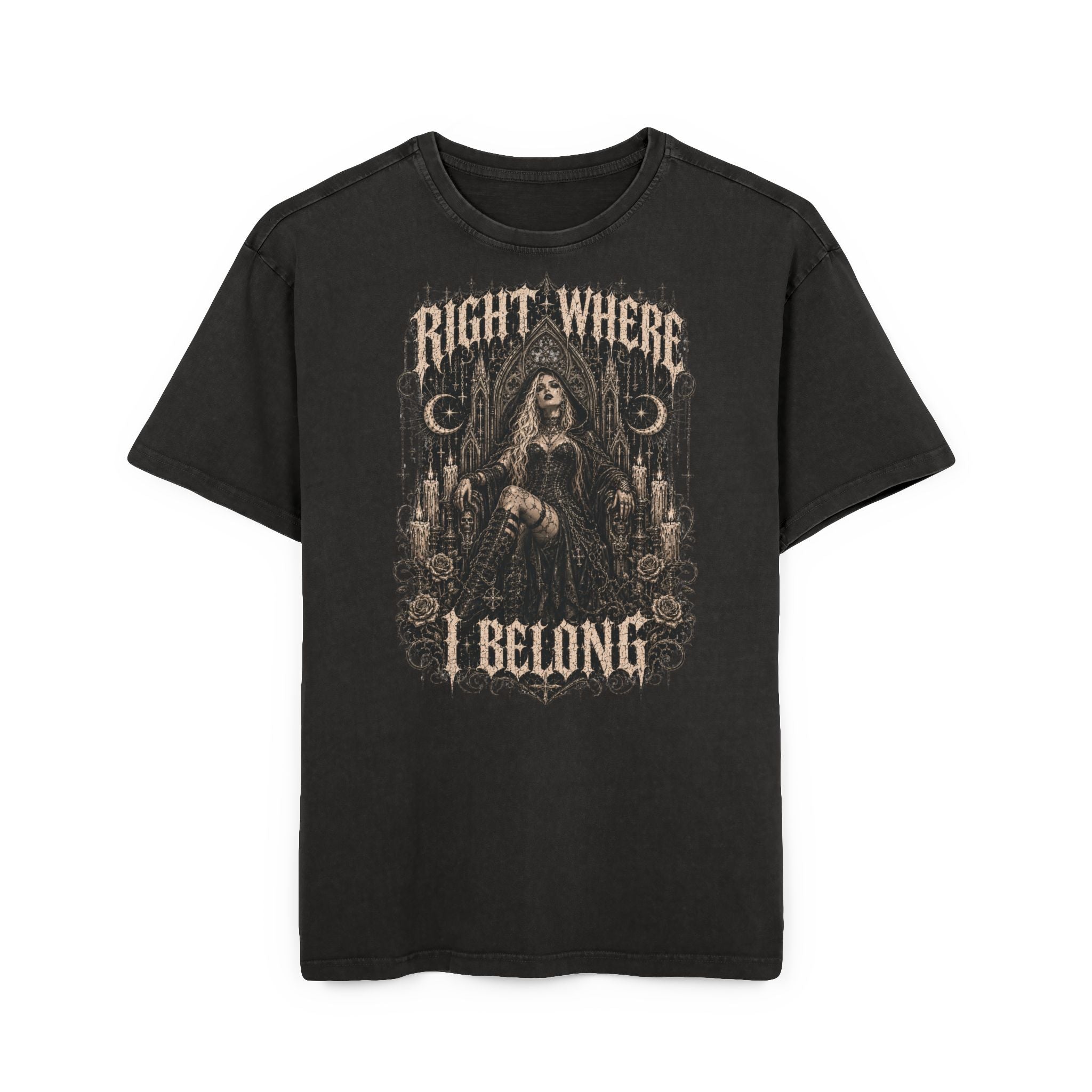 Right Where I Belong Tee — Vintage Gothic Acid-Wash Men’s T-Shirt