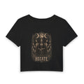 Hecate Triple Moon Graphic Crop Tee — Witchy Gothic Women's Baby Tee