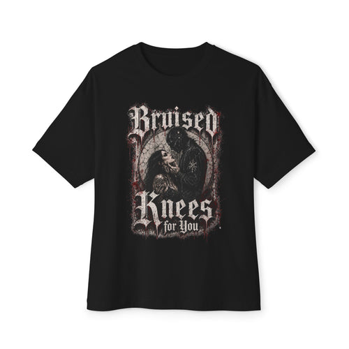 Bruised Knees Tee — Gothic Skull Graphic Boxy T-Shirt