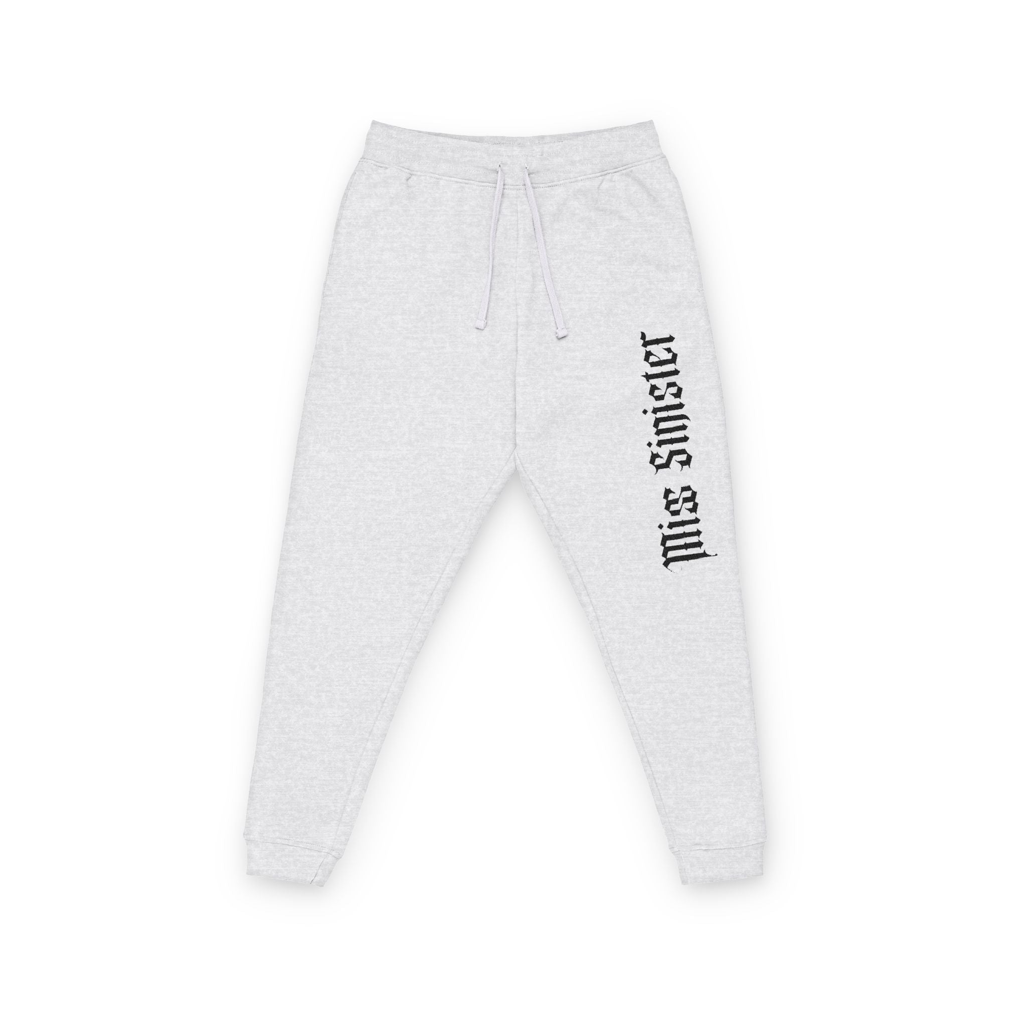 Embroidered 'Miss Sinister' Fleece Joggers — Gothic Script Sweatpants