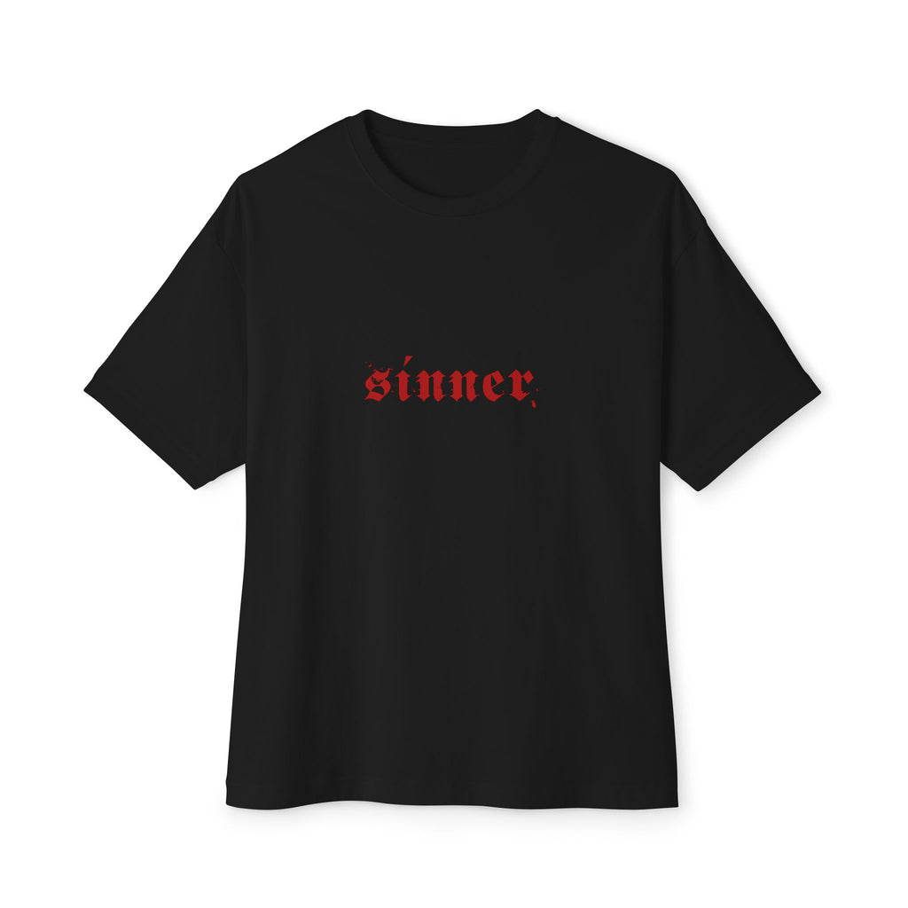 Boxy Tee — “Sinner” Gothic Graphic T‑Shirt (Sinner’s Are Hot Back Print)
