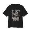 Prettiest Demon Gothic Tee — "He has to look at you like the prettiest demon" Oversized Boxy Shirt