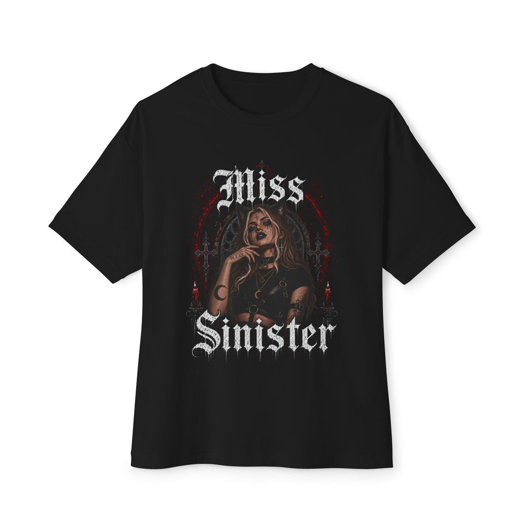 Miss Sinister Gothic Tee — Dark Witch Aesthetic Oversized T-Shirt