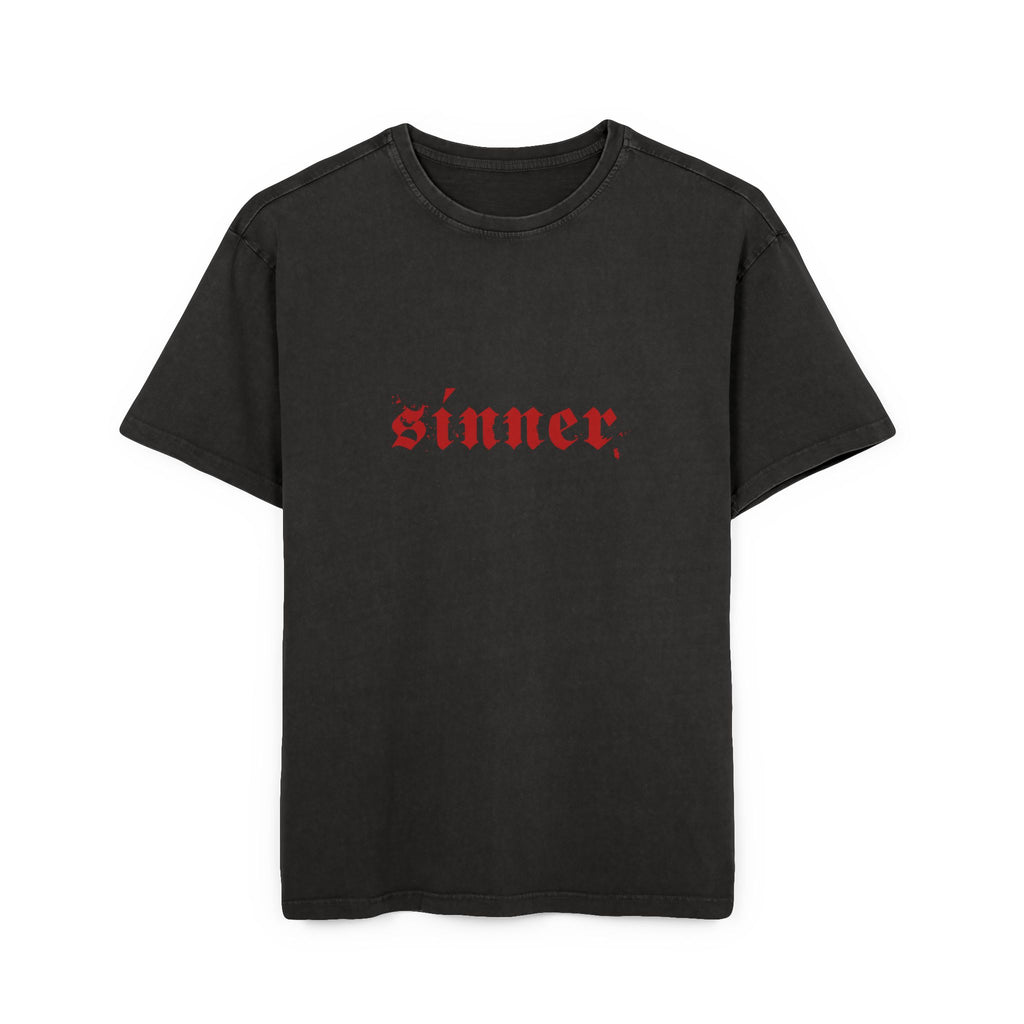 Sinner's Are Hot Graphic Tee — Gothic Acid-Wash Oversized T-Shirt