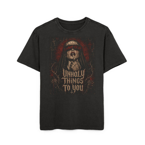 Acid Wash Gothic Horror T‑Shirt "Unholy Things To You"