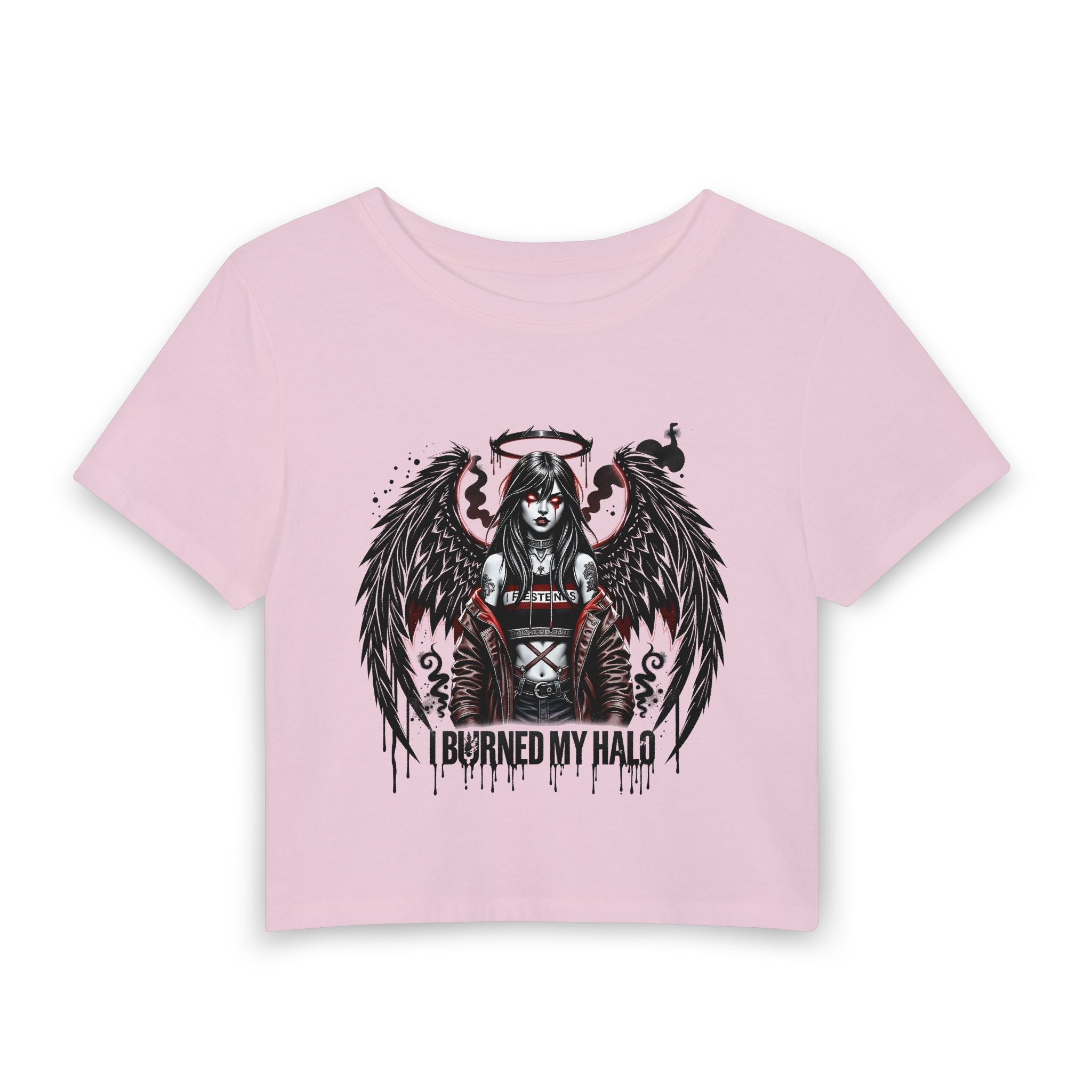 Burned My Halo Angel Graphic Tee — Women's Gothic Crop Top