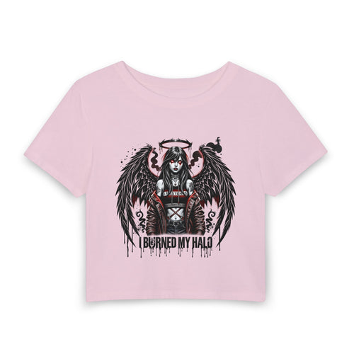Burned My Halo Angel Graphic Tee — Women's Gothic Crop Top