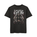 Cuffed Gothic Graphic Tee — "If You Catch Me, Cuff Me" Acid-Wash Oversize Shirt