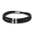 I belong to Him | Engraved Black Braided Leather Bracelet with Stainless Steel Beads