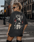 Acid Washed Heavy Oversize Tee "Obey"
