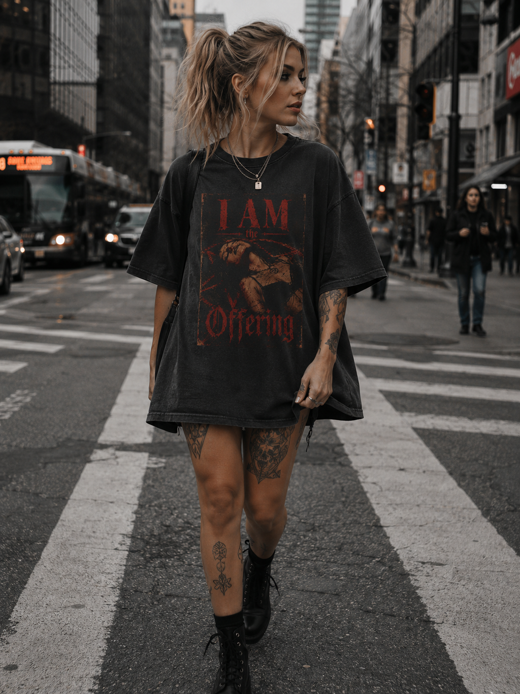 "I Am The Offering" Graphic Tee — Vintage Acid Wash Rock Band Shirt