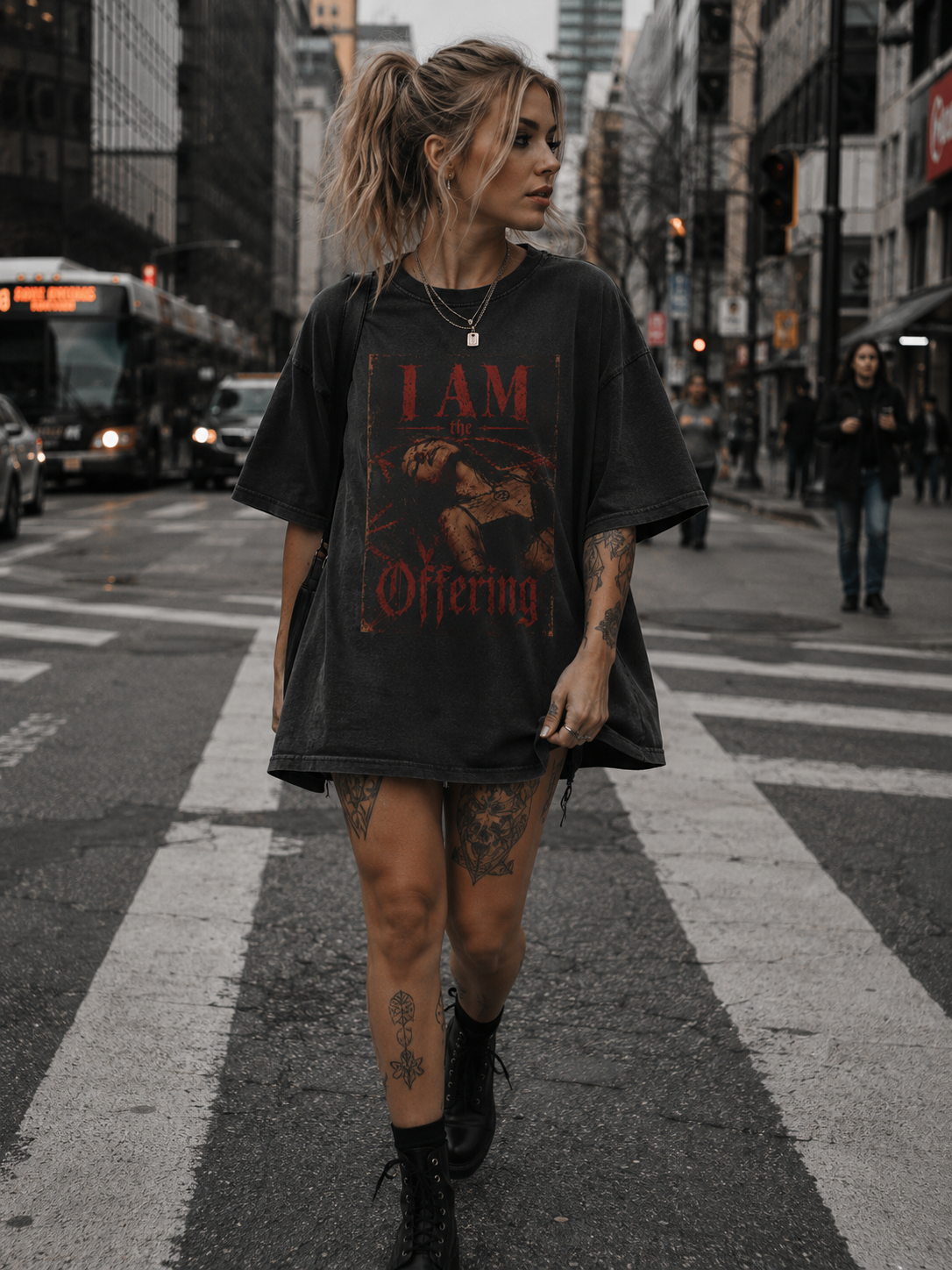 "I Am The Offering" Graphic Tee — Vintage Acid Wash Rock Band Shirt