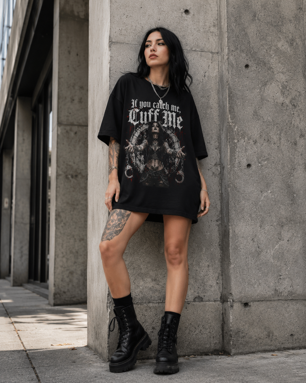 If You Catch Me, Cuff Me Gothic Graphic Tee