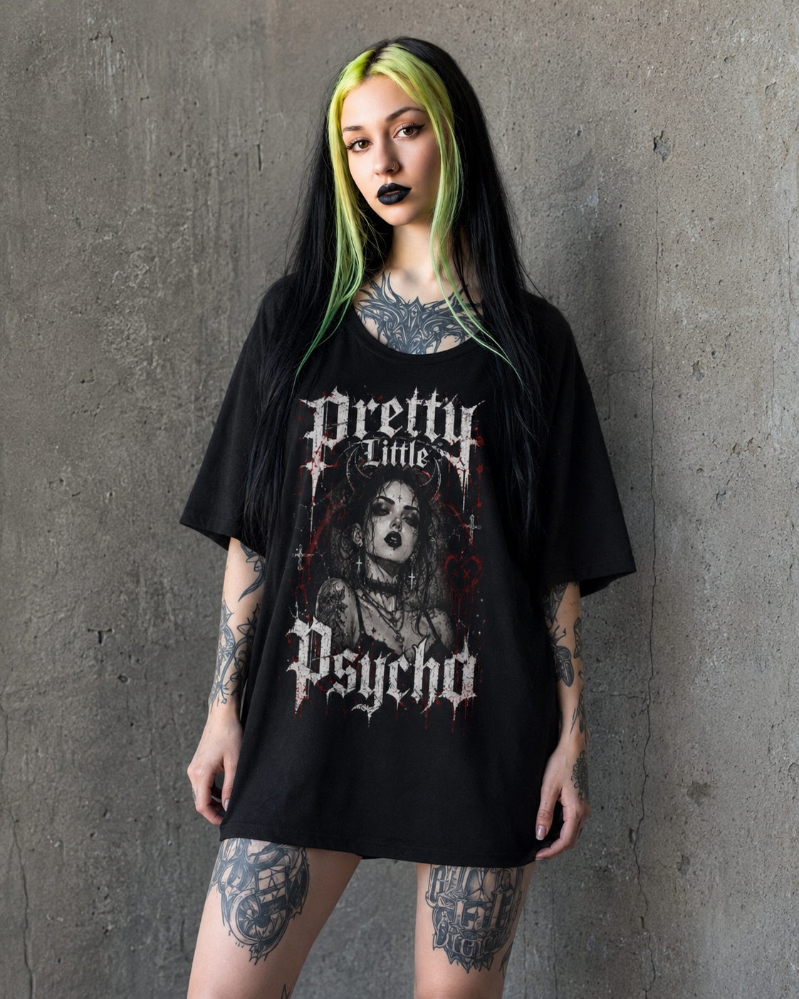 Pretty Little Psycho Tee — Gothic Black Graphic T-Shirt