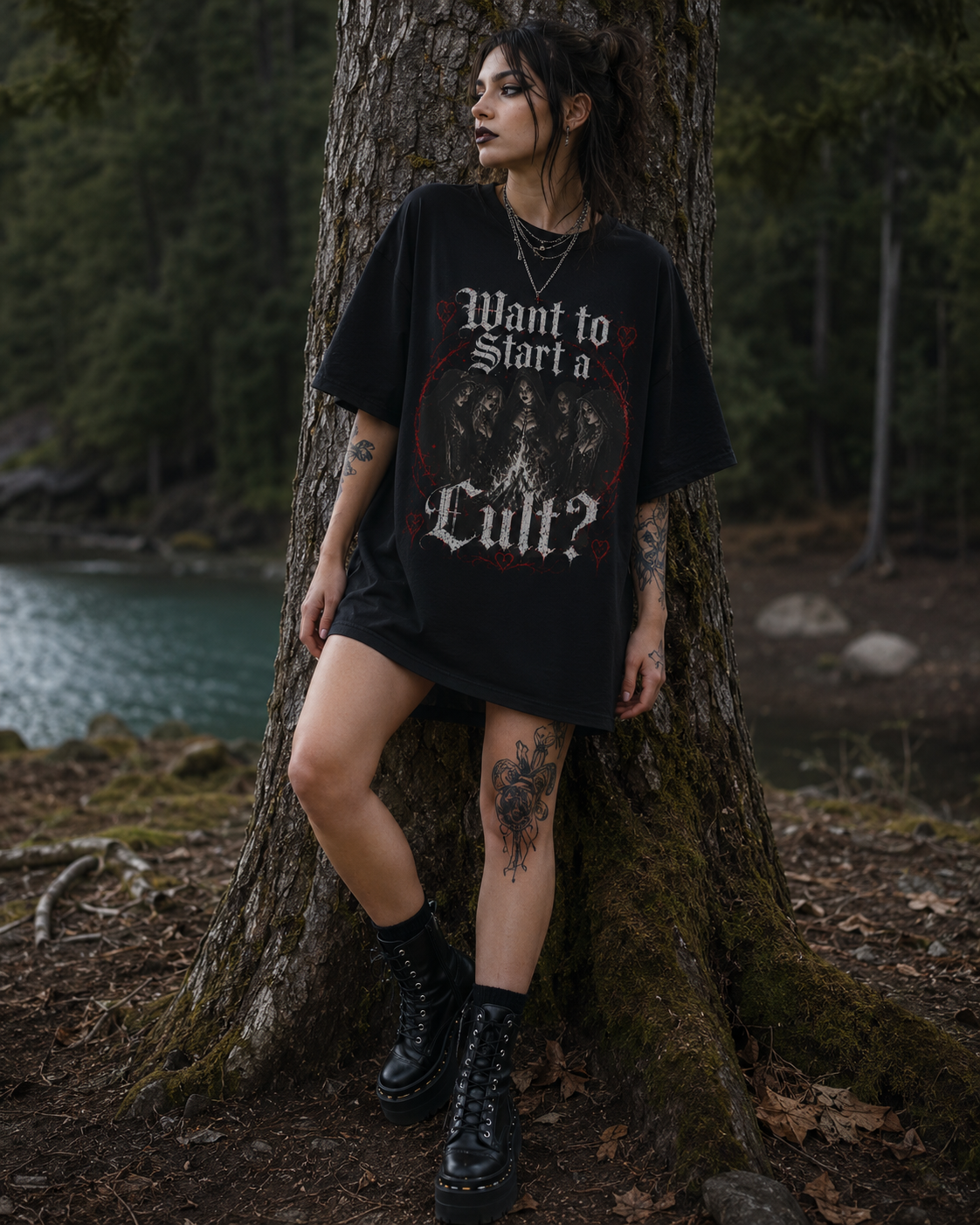 Cult Graphic Tee — "Want to Start a Cult?" Gothic Horror Shirt