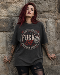 Graphic Tee — "Don't Like Me? Fuck Off" Vintage Acid-Wash Oversized Shirt