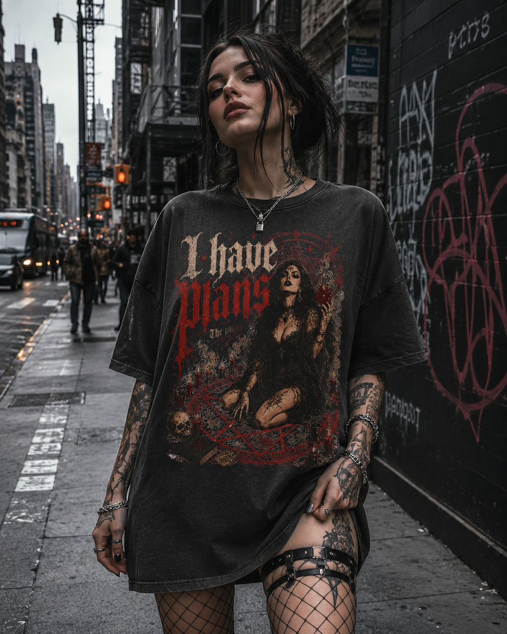 Acid-Wash Heavy Tee “I Have Plans”