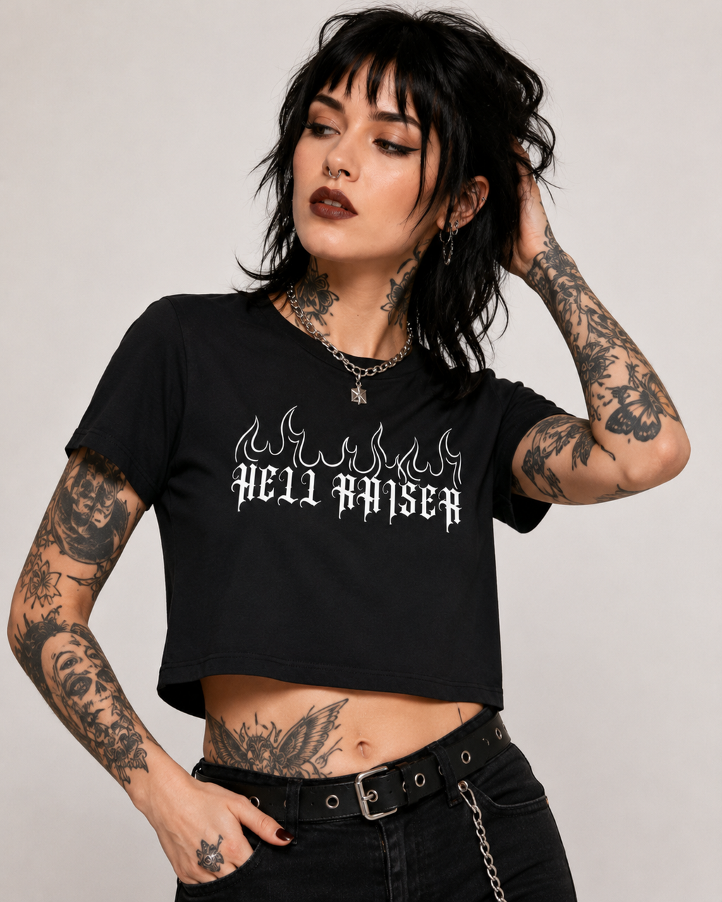 Hellraiser Flame Graphic Tee — Women’s Cropped Baby Tee