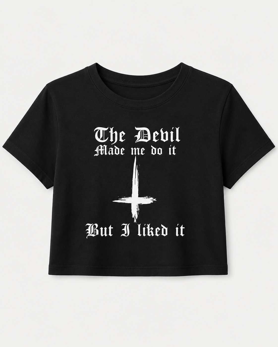 Devil Made Me Do It Crop Tee — Women's Gothic Graphic Baby T-Shirt