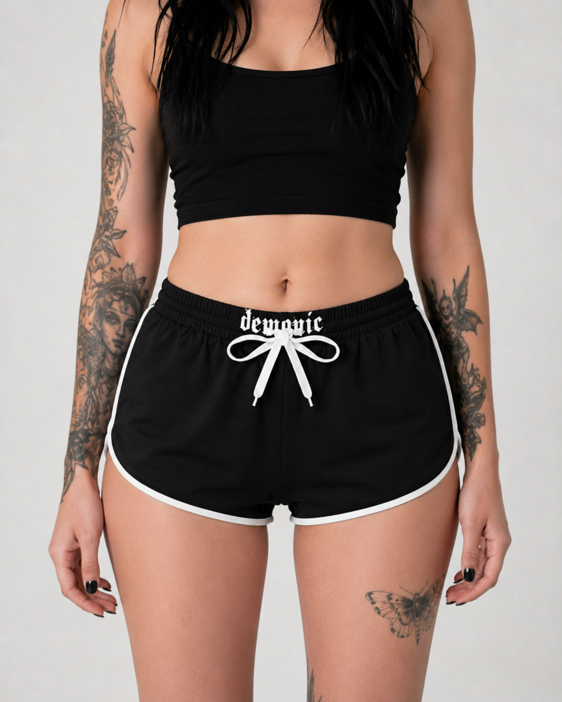 Demonic Pentagram Women's Relaxed Shorts — Black Gothic Lounge Shorts