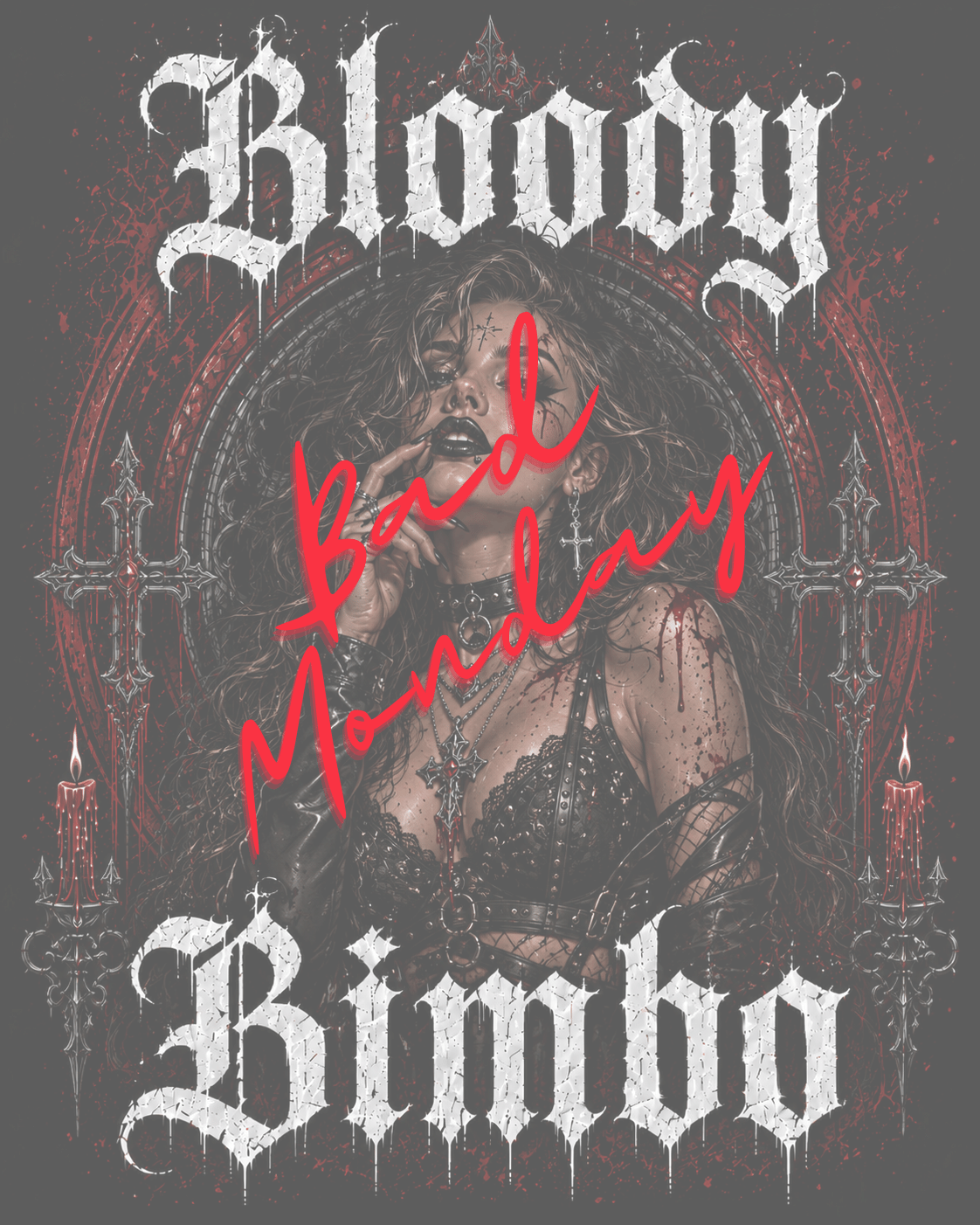 Gothic "Bloody Bimbo" Tee — Vampire Pinup Graphic T-Shirt