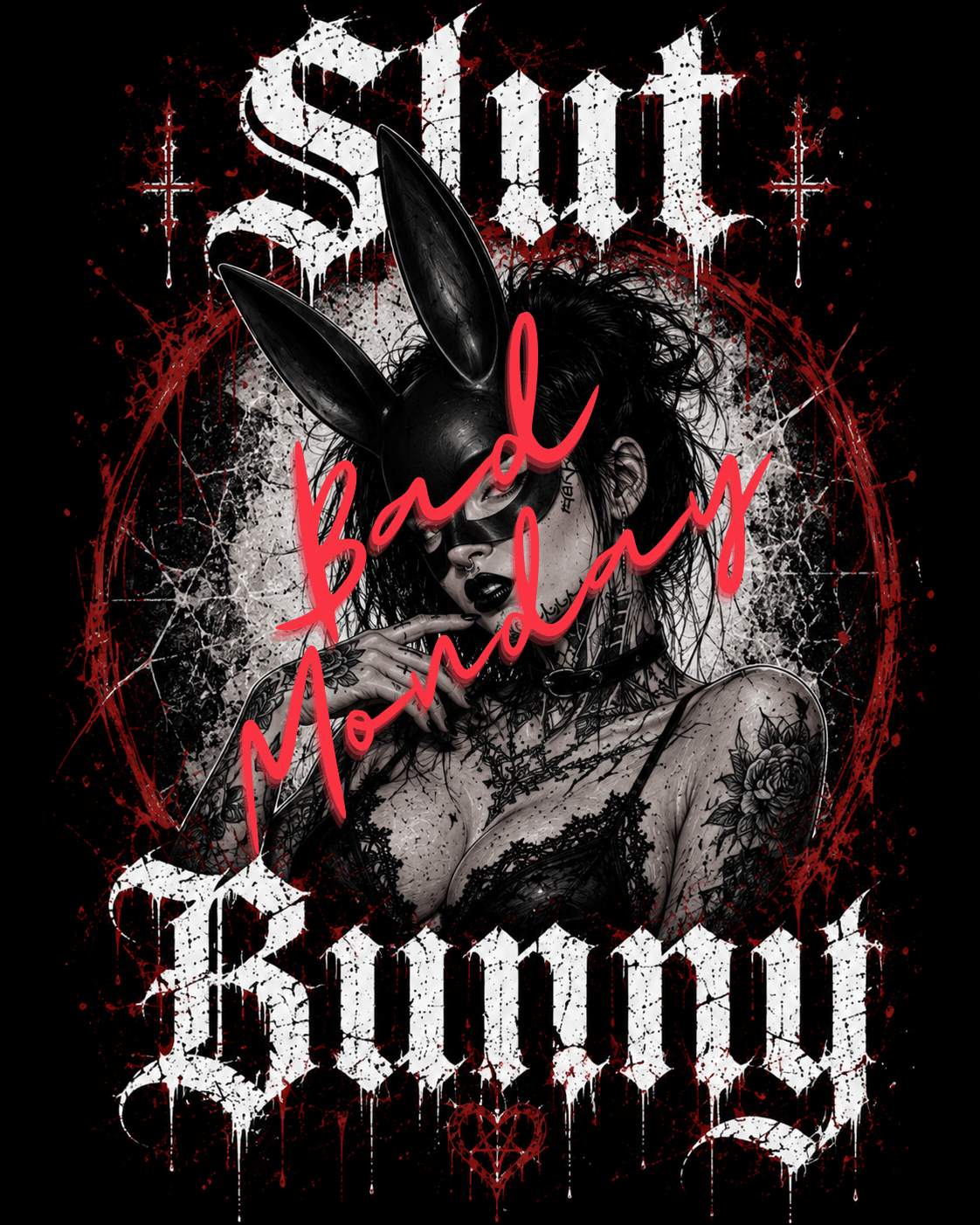 Graphic Tee — 'Slut Bunny' Gothic Bunny Illustration
