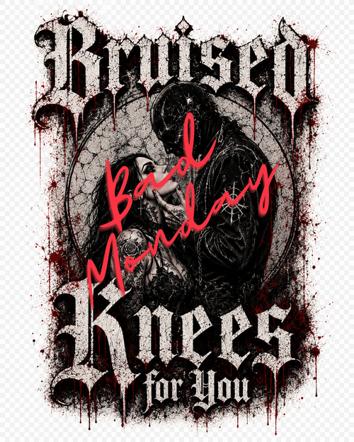Bruised Knees Tee — Gothic Skull Graphic Boxy T-Shirt
