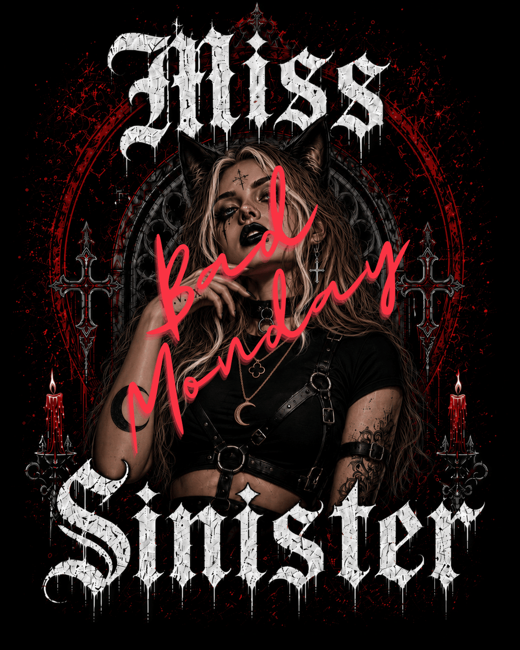 Miss Sinister Gothic Tee — Dark Witch Aesthetic Oversized T-Shirt