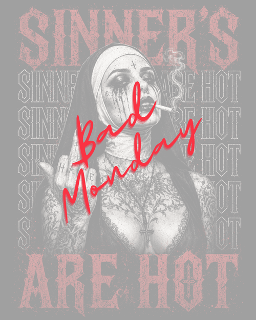 Boxy Tee — “Sinner” Gothic Graphic T‑Shirt (Sinner’s Are Hot Back Print)