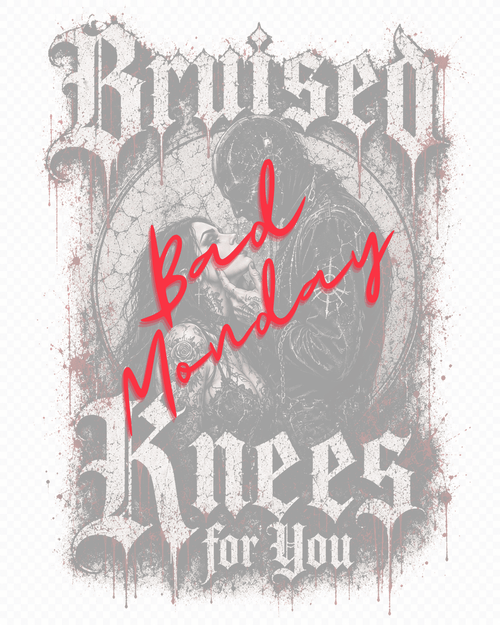 Bruised Knees Tee — Gothic Skull Graphic Boxy T-Shirt