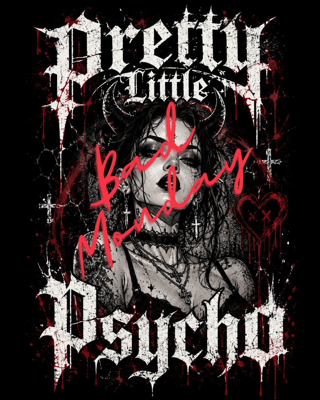 Pretty Little Psycho Tee — Gothic Black Graphic T-Shirt