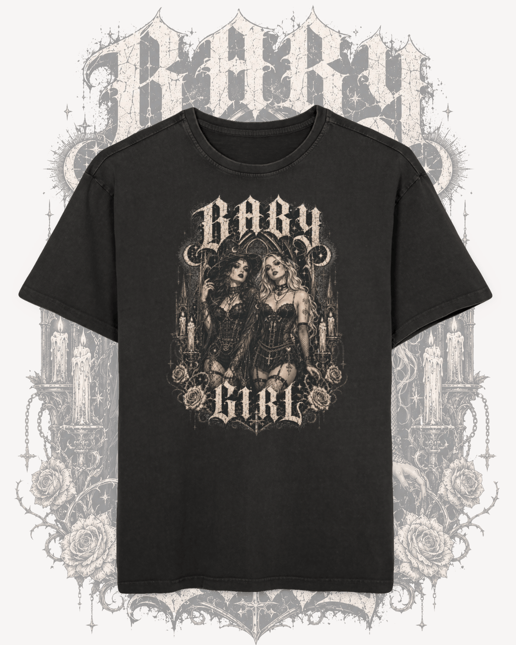 Vintage Gothic 'Baby Girl' Acid Wash Tee