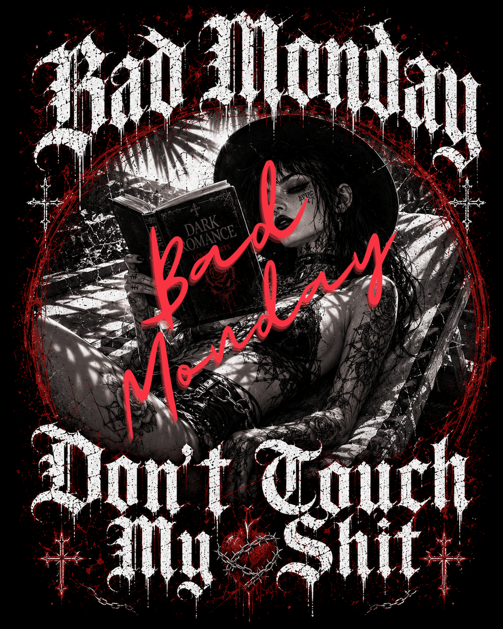 Gothic "Bad Monday - Don't Touch My Shit" Tote Bag